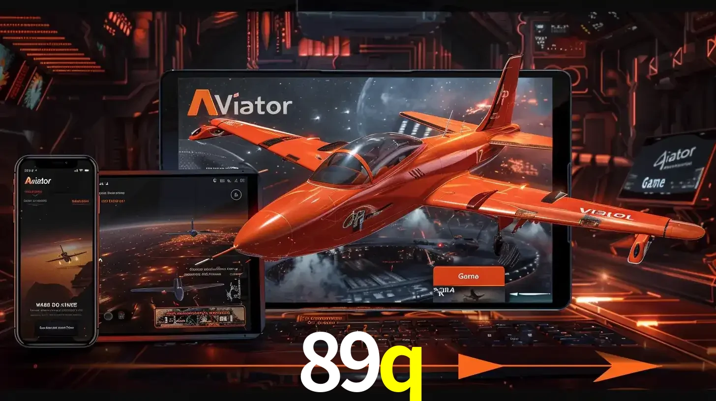 Apresentação tecnológica do jogo Aviator com um avião saindo da tela de um tablet, demonstrando a experiência imersiva em múltiplos dispositivos no 89q.