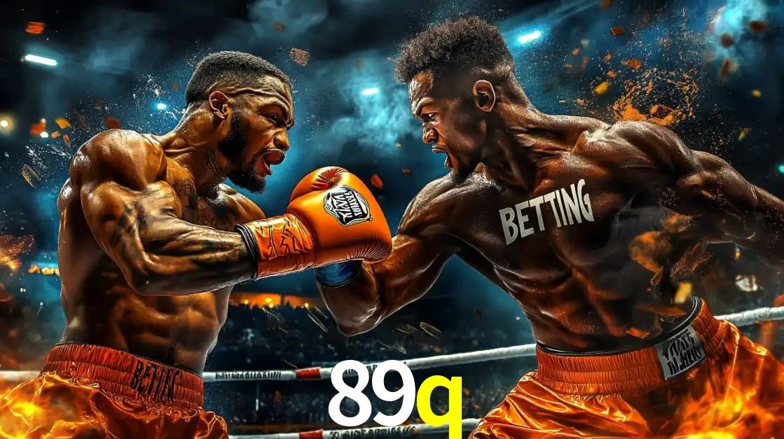 Dois boxeadores em uma luta intensa e explosiva, representando a adrenalina e as oportunidades de apostas em esportes de combate disponíveis na plataforma 89q.